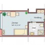Grundriss eines Zimmers im Haupthaus der Stiftung Haus Zuflucht