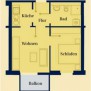 Grundrissskizze 2-Zimmer-Appartement mit 40 qm