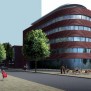 Das moderne Backsteingebäude des Servicewohnen im Hausburgviertel in Berlin