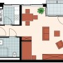 Grundriss-Beispiel einer Ein-Personenwohnung des Servicewohnen im Hausburgviertel in Berlin